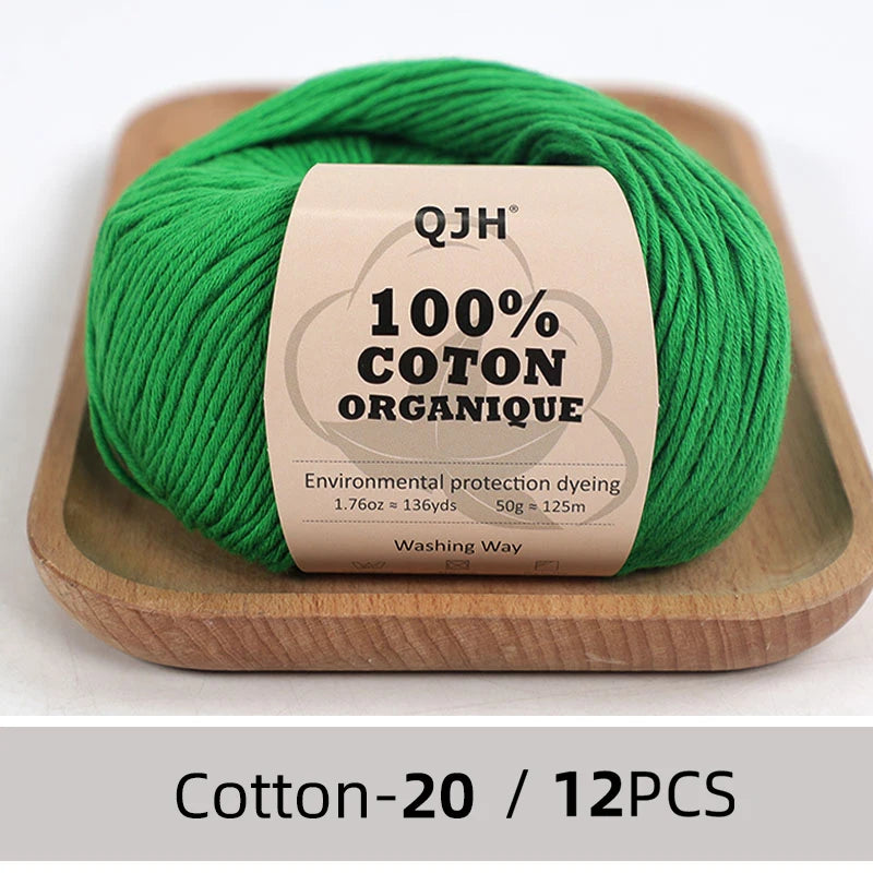 Dozen Balls of  Our Popular 100% Cotton Sport Weight Yarn 1.76 oz: 136 yards per ball