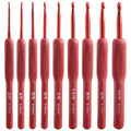 Set of 9 Aluminum Crochet Hooks with Ergonomic Silicone Handles