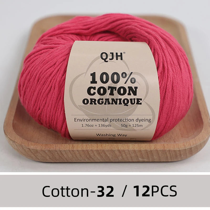 Dozen Balls of  Our Popular 100% Cotton Sport Weight Yarn 1.76 oz: 136 yards per ball