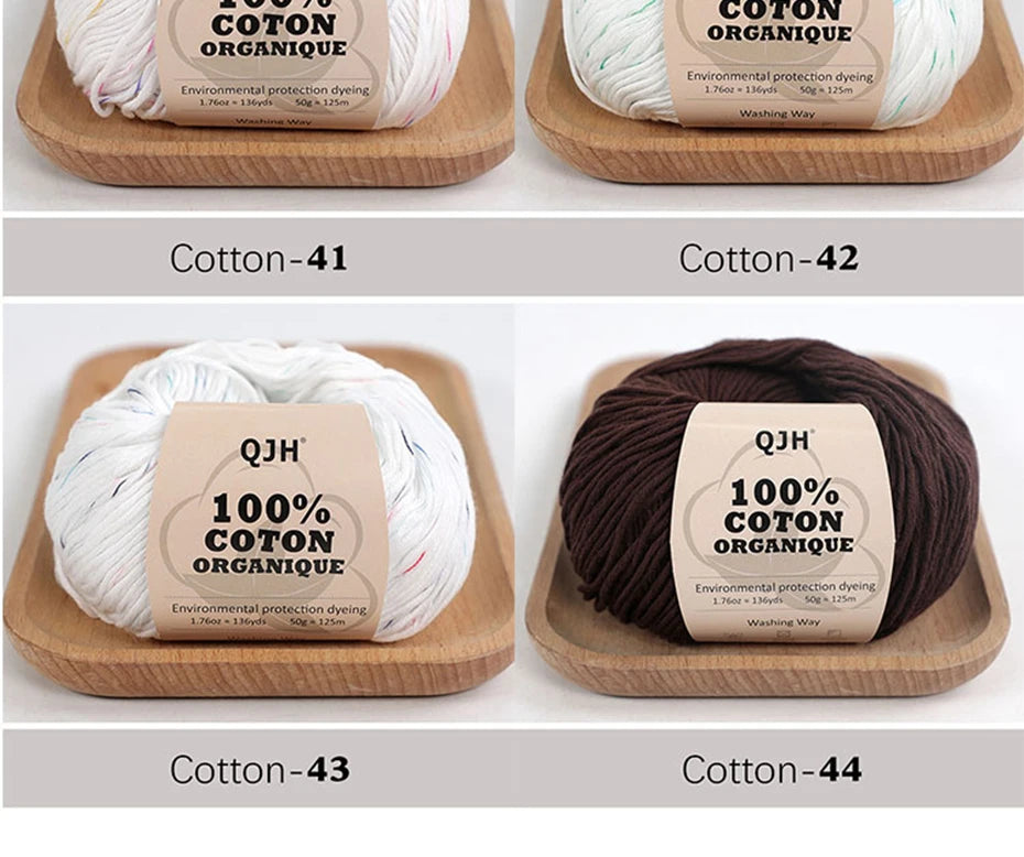 100% Organic Cotton Sport Yarn for Knitting and Crocheting, Pack of 2 balls - 1.76oz 136yards each, Dk weight