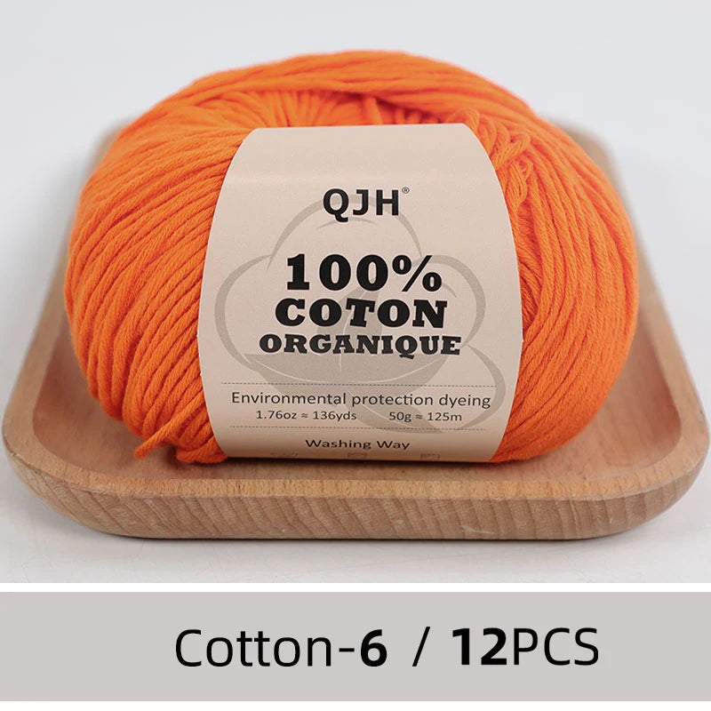 Dozen Balls of  Our Popular 100% Cotton Sport Weight Yarn 1.76 oz: 136 yards per ball