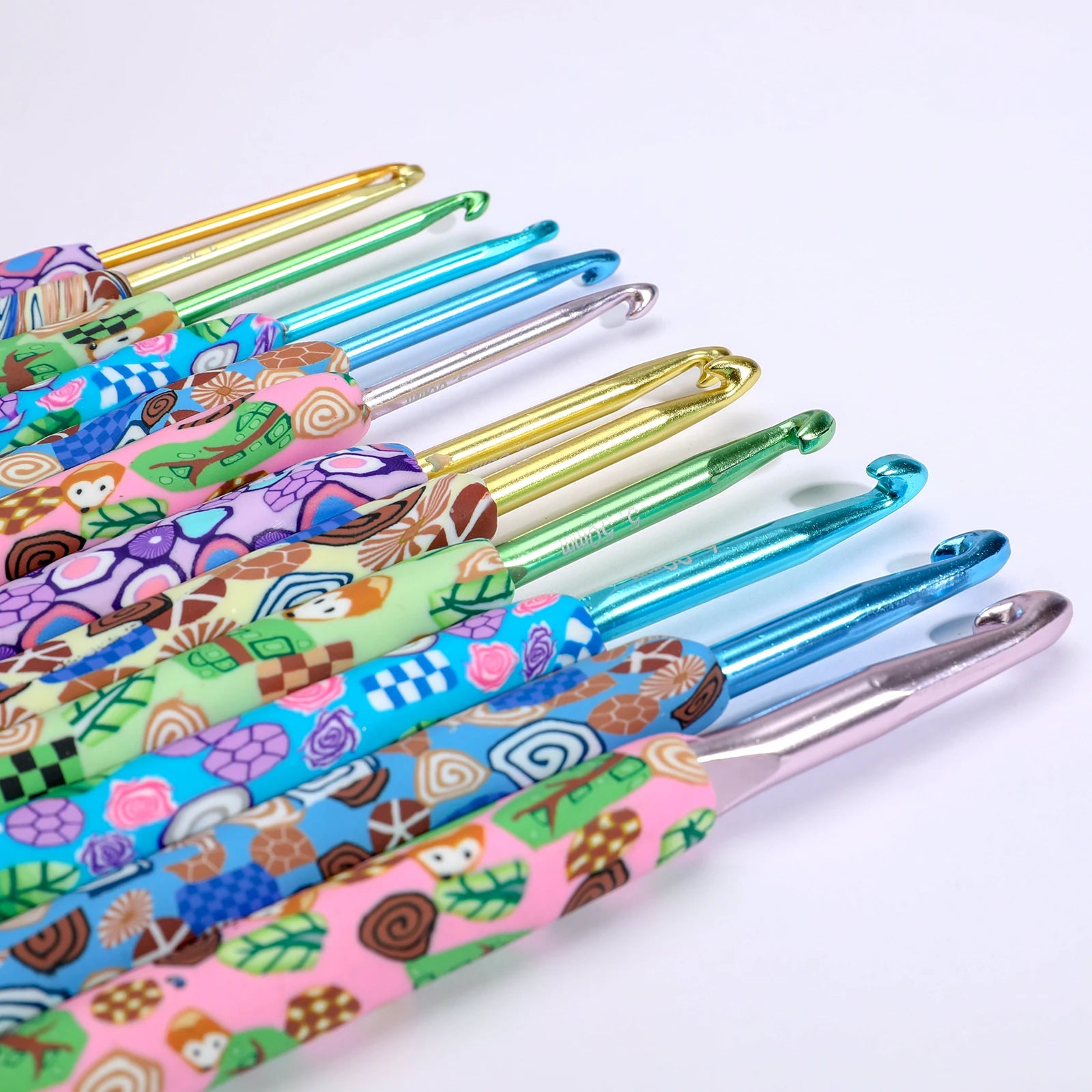 Handmade Crochet Hook Set with Whimsical Ergonomic Polyclay Handles