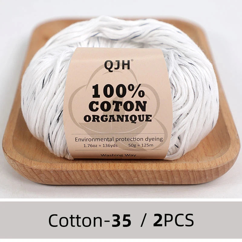100% Organic Cotton Sport Yarn for Knitting and Crocheting, Pack of 2 balls - 1.76oz 136yards each, Dk weight
