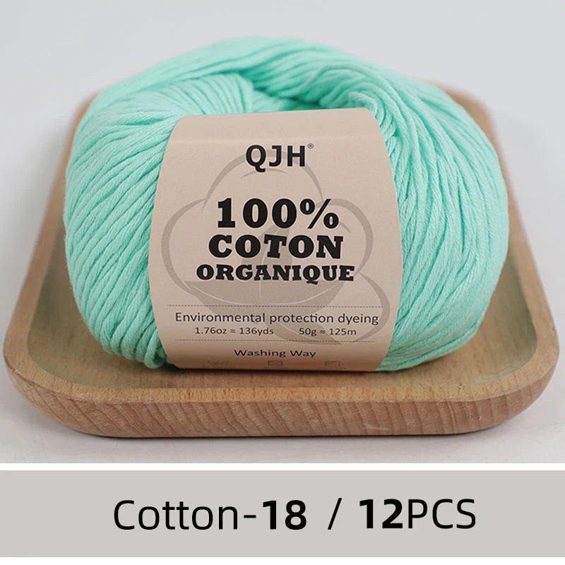 Dozen Balls of  Our Popular 100% Cotton Sport Weight Yarn 1.76 oz: 136 yards per ball
