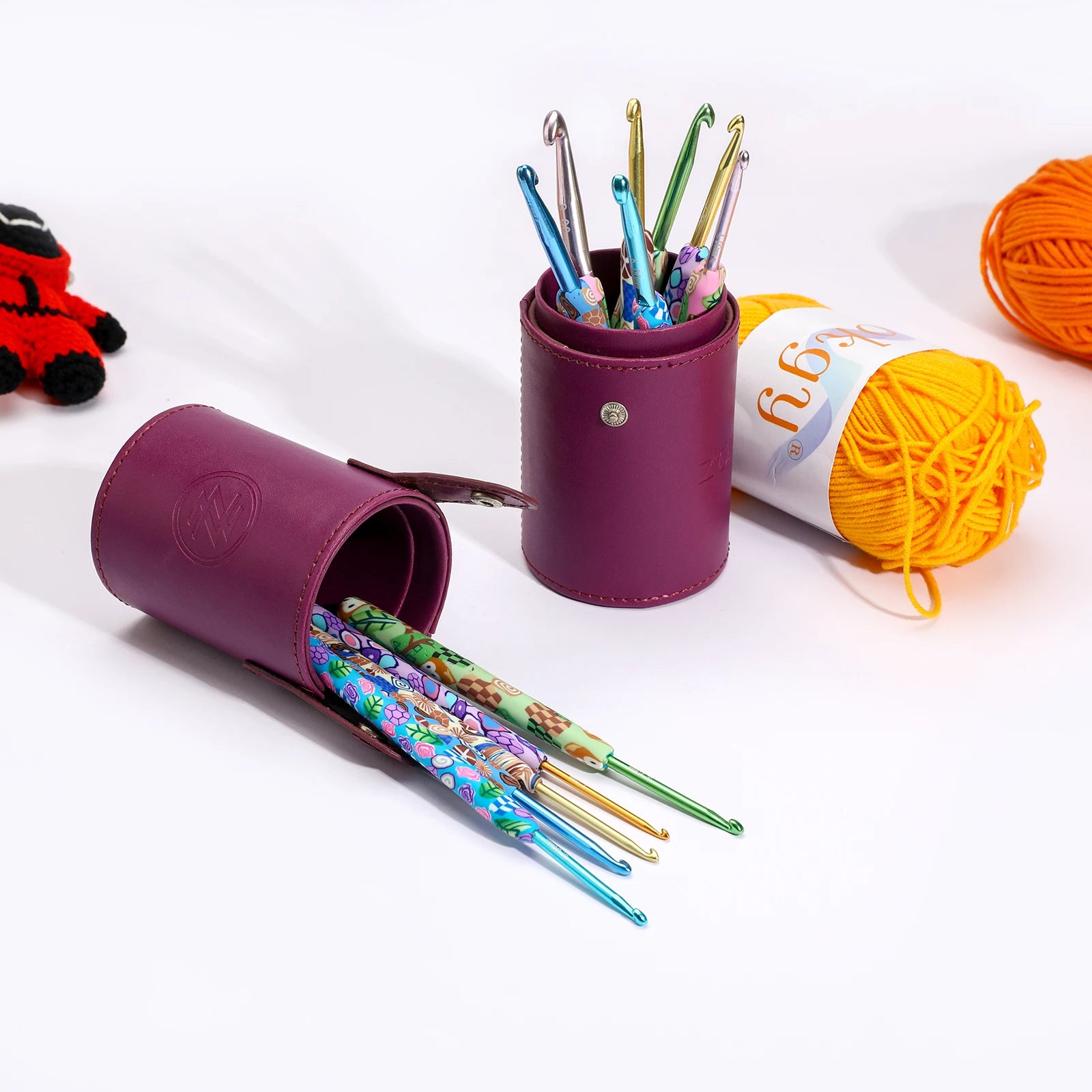 Handmade Crochet Hook Set with Whimsical Ergonomic Polyclay Handles