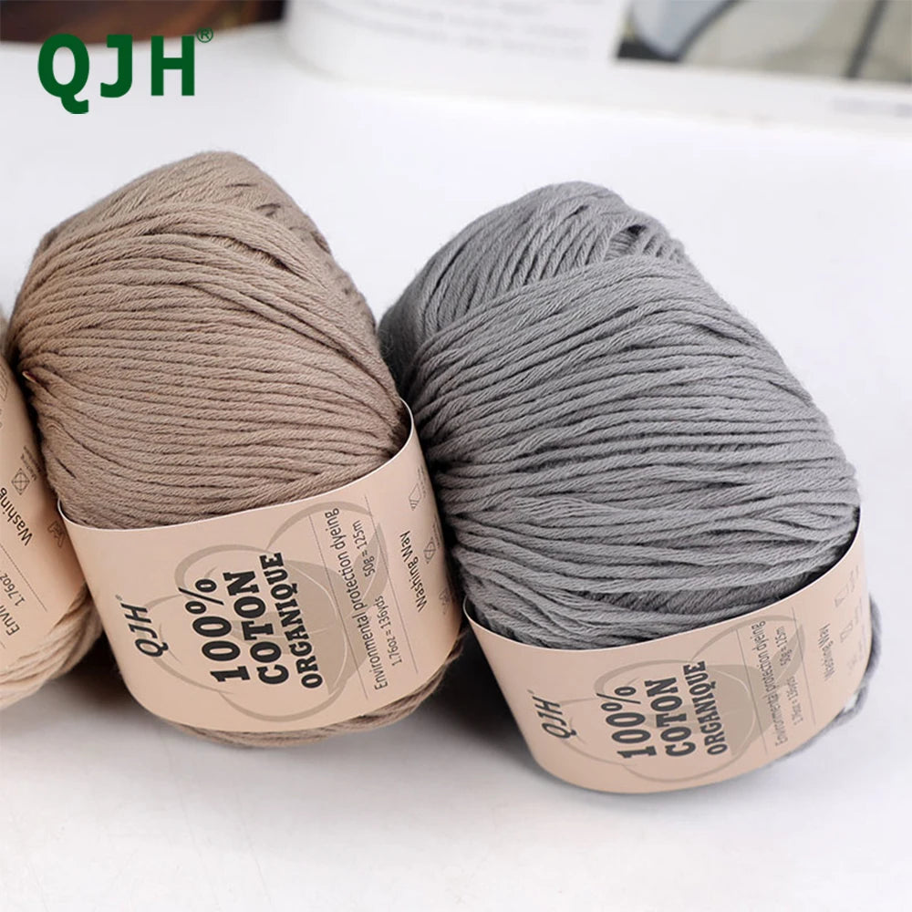100% Organic Cotton Sport Yarn for Knitting and Crocheting, Pack of 2 balls - 1.76oz 136yards each, Dk weight