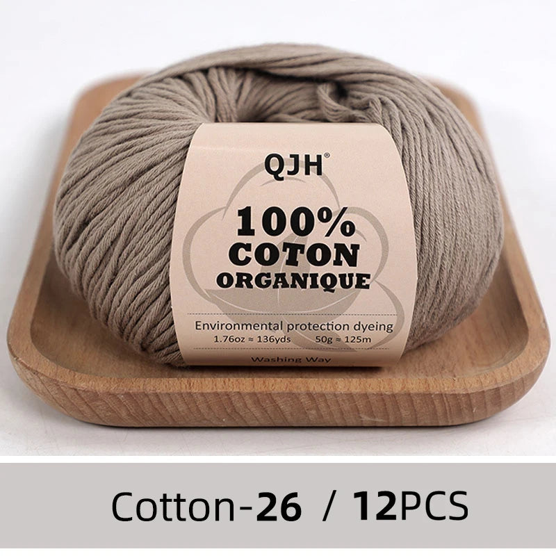 Dozen Balls of  Our Popular 100% Cotton Sport Weight Yarn 1.76 oz: 136 yards per ball