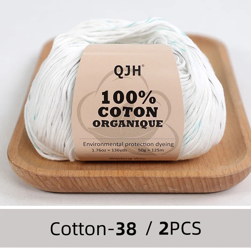 100% Organic Cotton Sport Yarn for Knitting and Crocheting, Pack of 2 balls - 1.76oz 136yards each, Dk weight