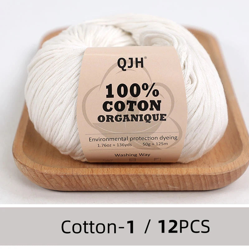 Dozen Balls of  Our Popular 100% Cotton Sport Weight Yarn 1.76 oz: 136 yards per ball