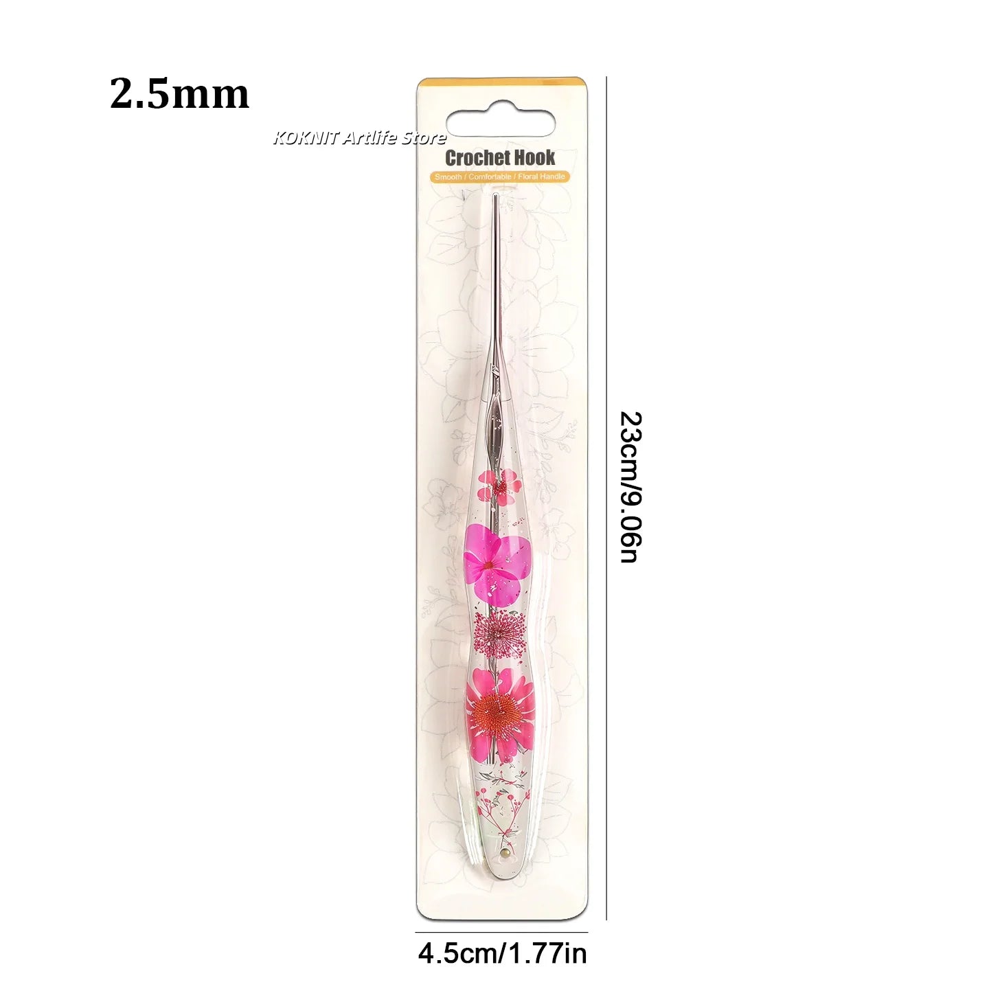 Beautiful Crochet Hooks with Hand Made Handles of Dried Flowers and Clear Resin