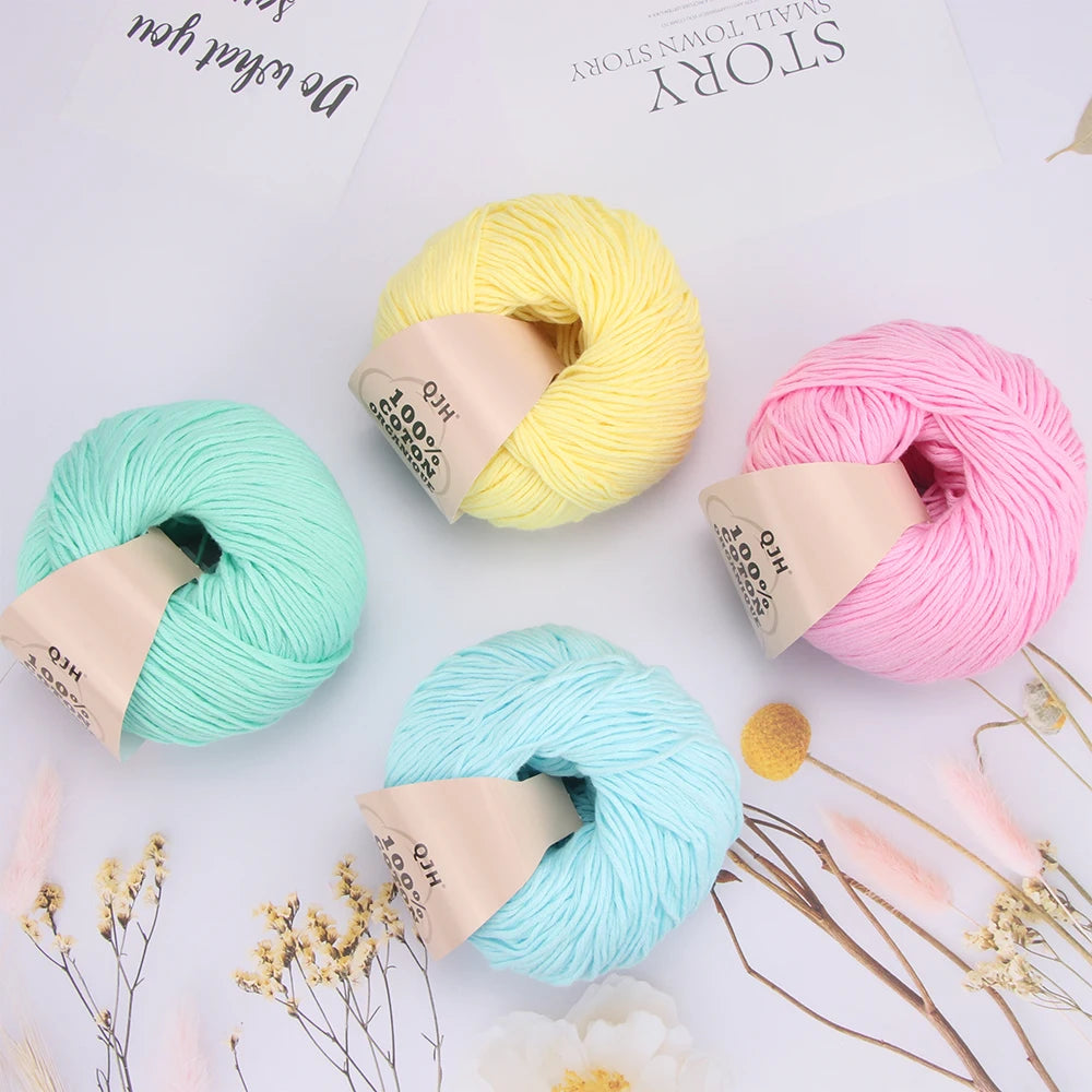 100% Organic Cotton Sport Yarn for Knitting and Crocheting, Pack of 2 balls - 1.76oz 136yards each, Dk weight