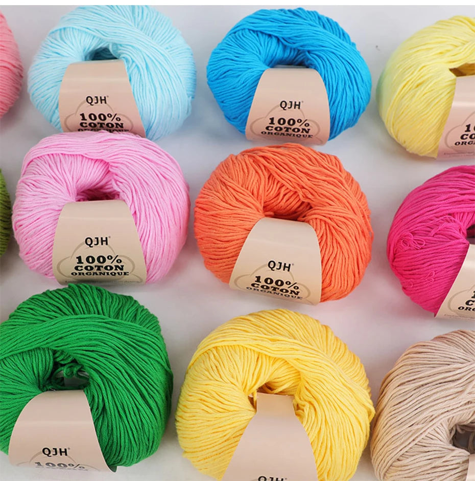 100% Organic Cotton Sport Yarn for Knitting and Crocheting, Pack of 2 balls - 1.76oz 136yards each, Dk weight