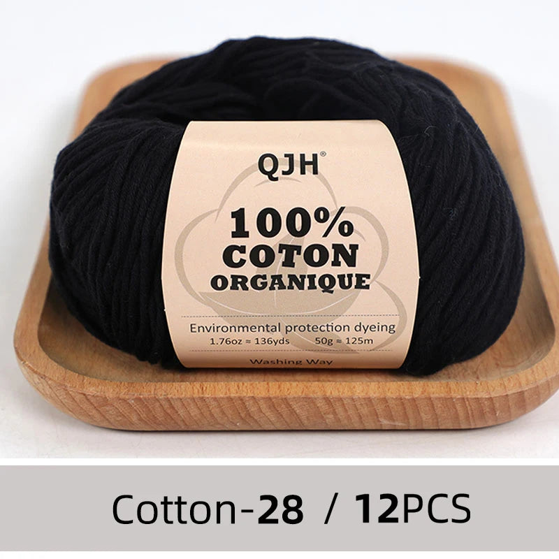 Dozen Balls of  Our Popular 100% Cotton Sport Weight Yarn 1.76 oz: 136 yards per ball