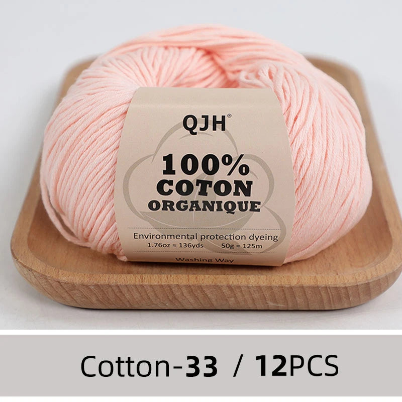 Dozen Balls of  Our Popular 100% Cotton Sport Weight Yarn 1.76 oz: 136 yards per ball