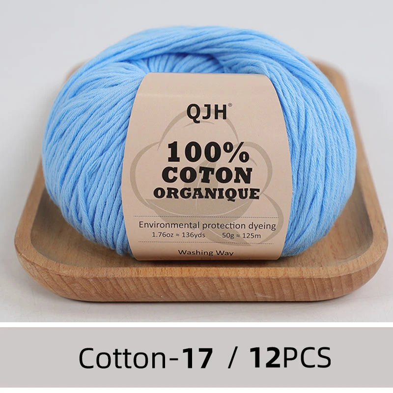 Dozen Balls of  Our Popular 100% Cotton Sport Weight Yarn 1.76 oz: 136 yards per ball