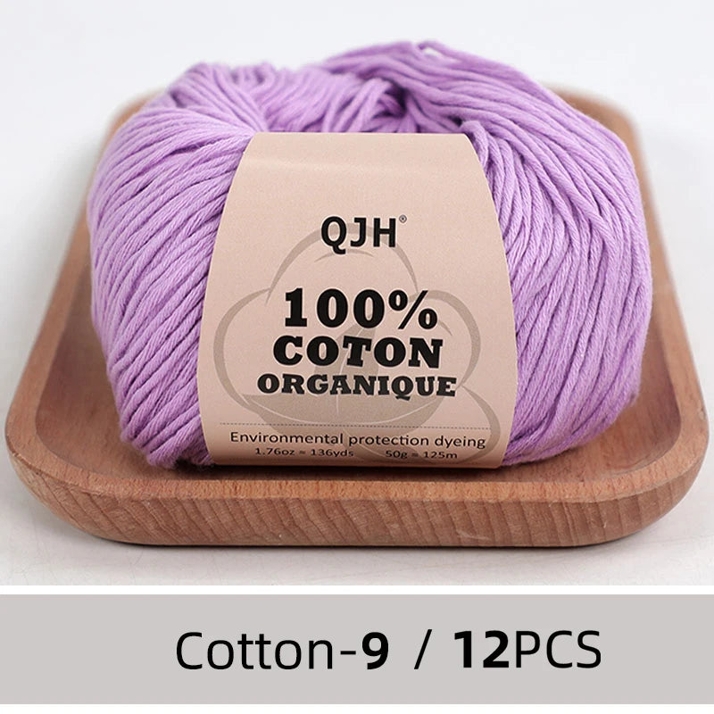 Dozen Balls of  Our Popular 100% Cotton Sport Weight Yarn 1.76 oz: 136 yards per ball