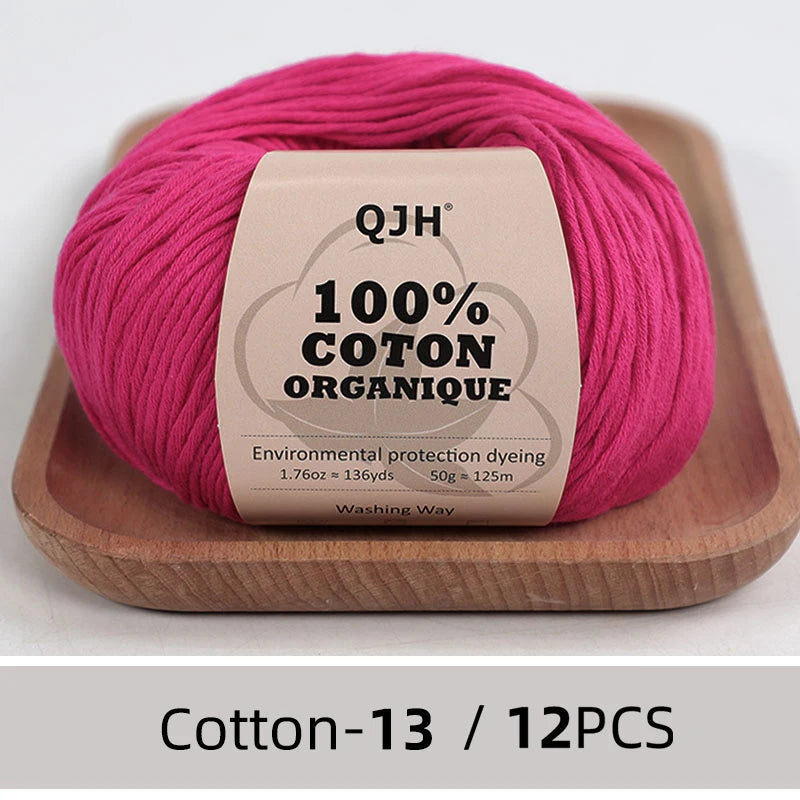 Dozen Balls of  Our Popular 100% Cotton Sport Weight Yarn 1.76 oz: 136 yards per ball