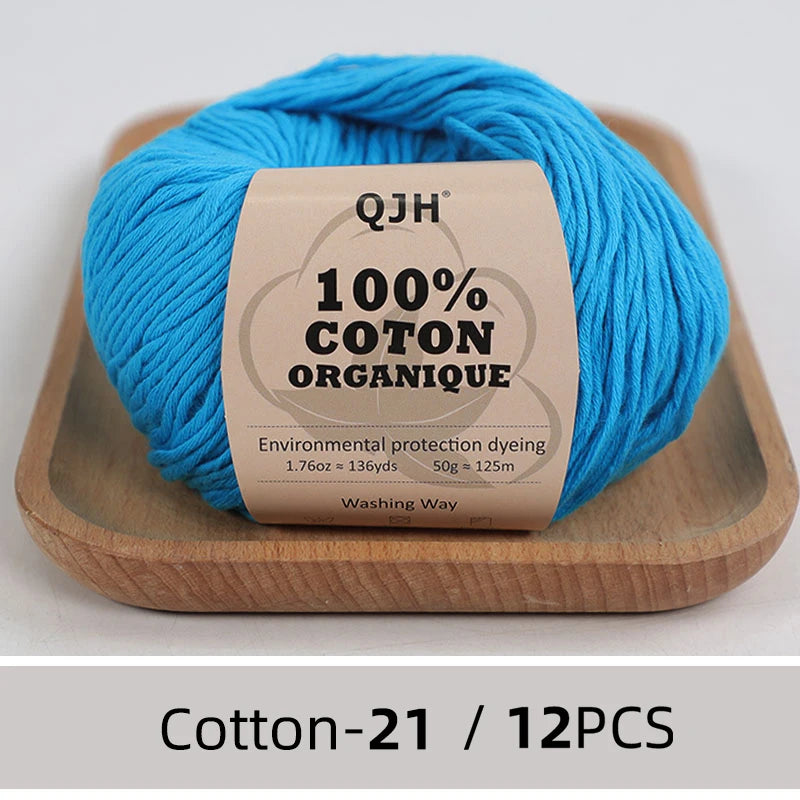 Dozen Balls of  Our Popular 100% Cotton Sport Weight Yarn 1.76 oz: 136 yards per ball