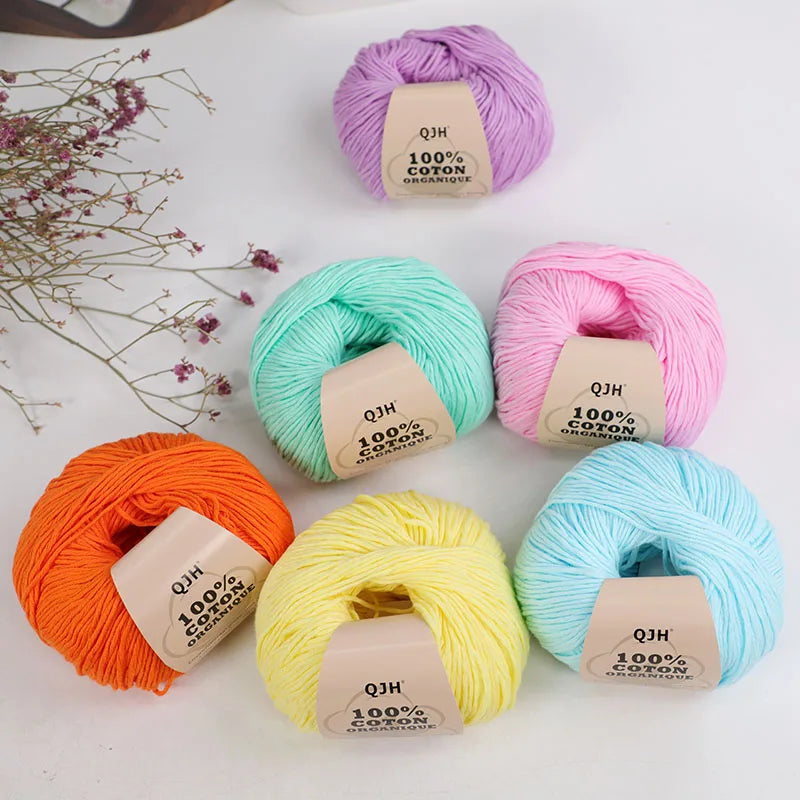 100% Organic Cotton Sport Yarn for Knitting and Crocheting, Pack of 2 balls - 1.76oz 136yards each, Dk weight