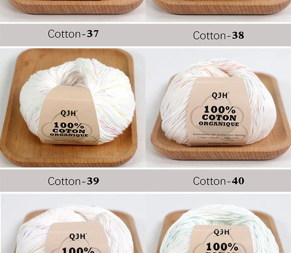 100% Organic Cotton Sport Yarn for Knitting and Crocheting, Pack of 2 balls - 1.76oz 136yards each, Dk weight