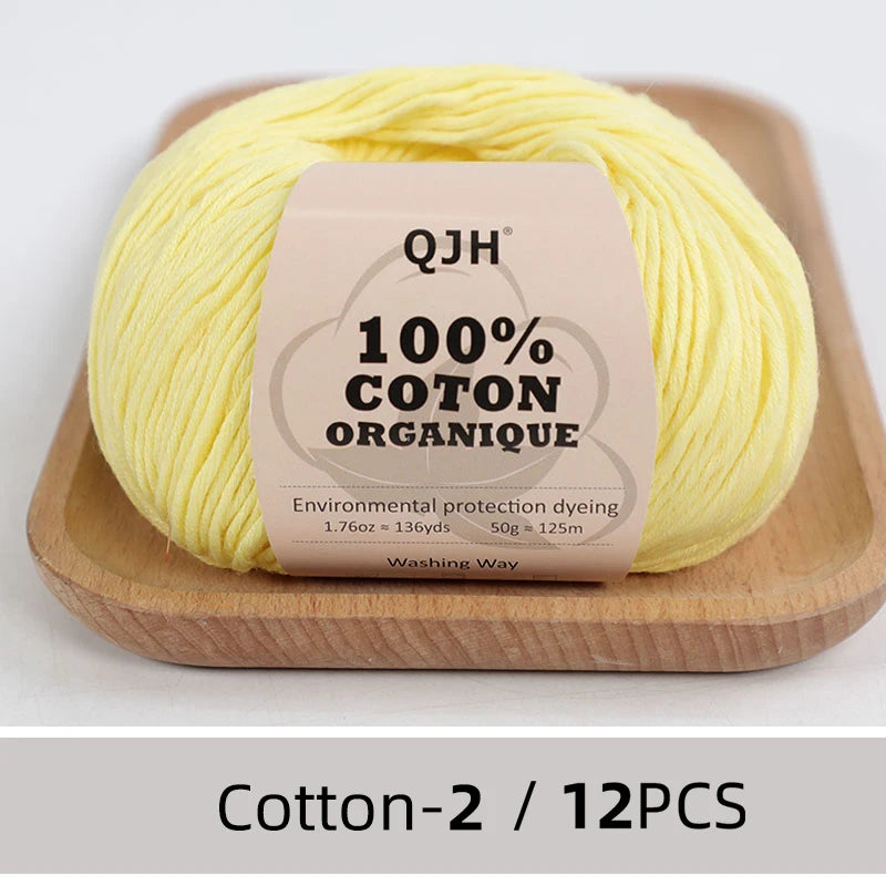 Dozen Balls of  Our Popular 100% Cotton Sport Weight Yarn 1.76 oz: 136 yards per ball
