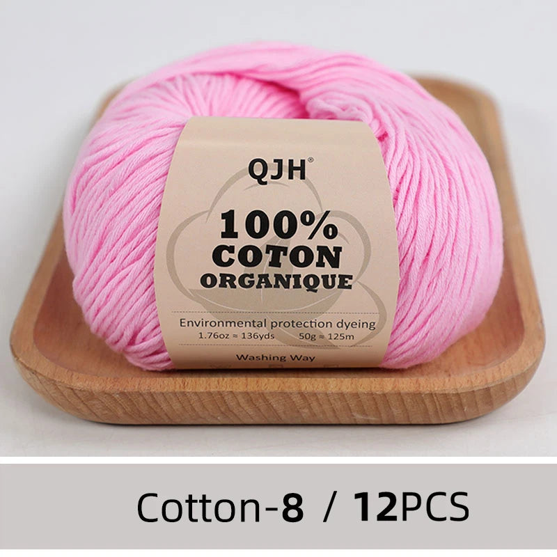 Dozen Balls of  Our Popular 100% Cotton Sport Weight Yarn 1.76 oz: 136 yards per ball