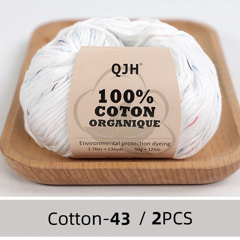 100% Organic Cotton Sport Yarn for Knitting and Crocheting, Pack of 2 balls - 1.76oz 136yards each, Dk weight
