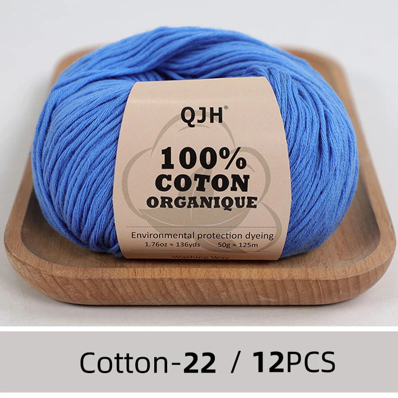 Dozen Balls of  Our Popular 100% Cotton Sport Weight Yarn 1.76 oz: 136 yards per ball