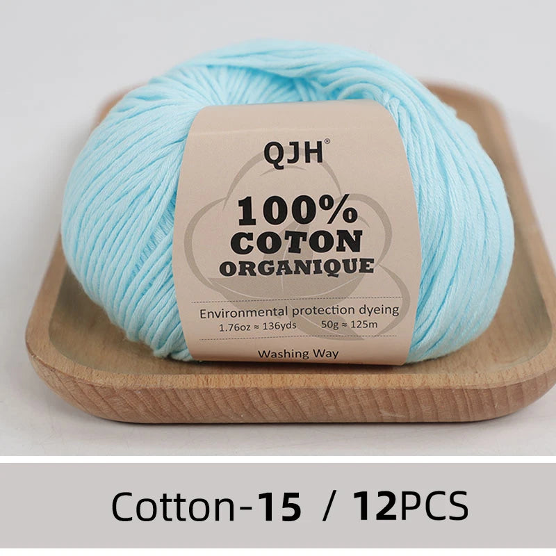 Dozen Balls of  Our Popular 100% Cotton Sport Weight Yarn 1.76 oz: 136 yards per ball