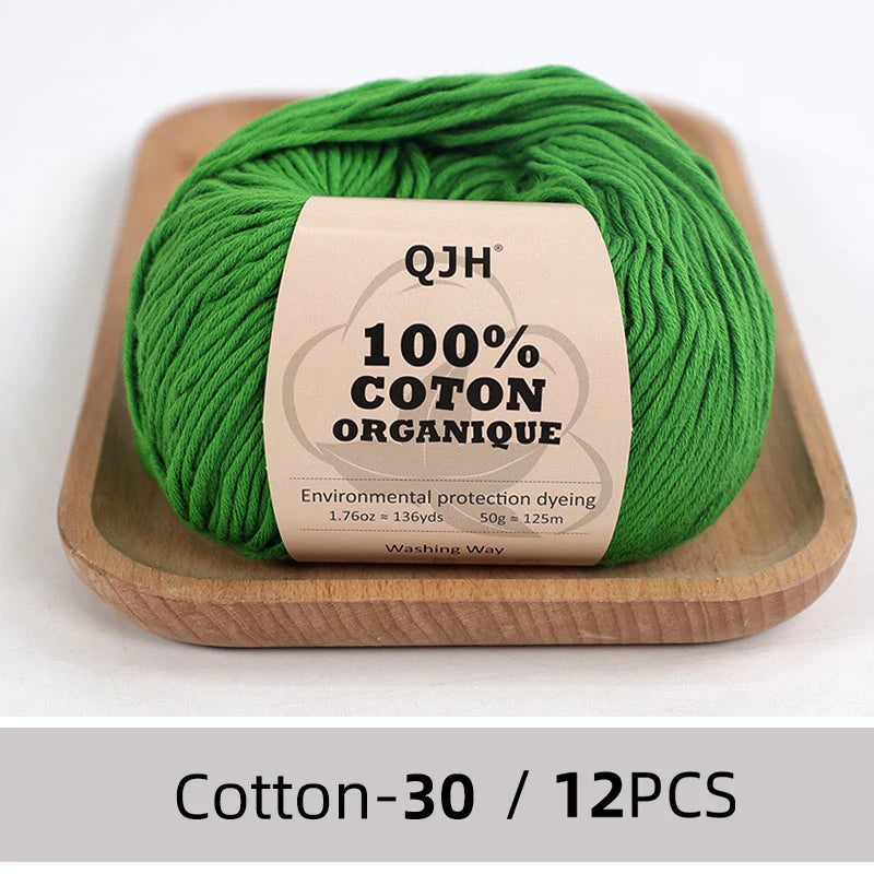 Dozen Balls of  Our Popular 100% Cotton Sport Weight Yarn 1.76 oz: 136 yards per ball