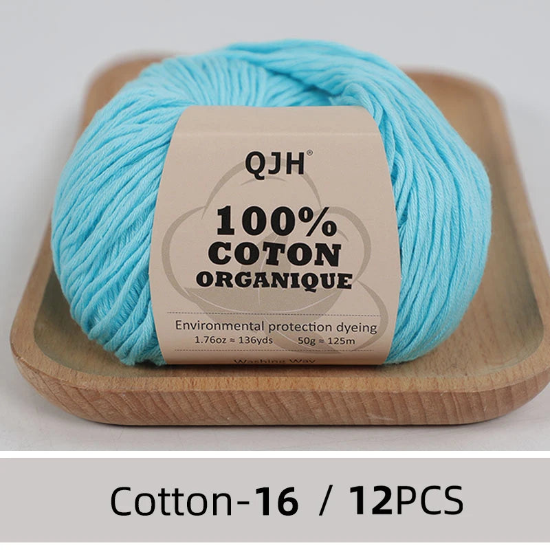 Dozen Balls of  Our Popular 100% Cotton Sport Weight Yarn 1.76 oz: 136 yards per ball