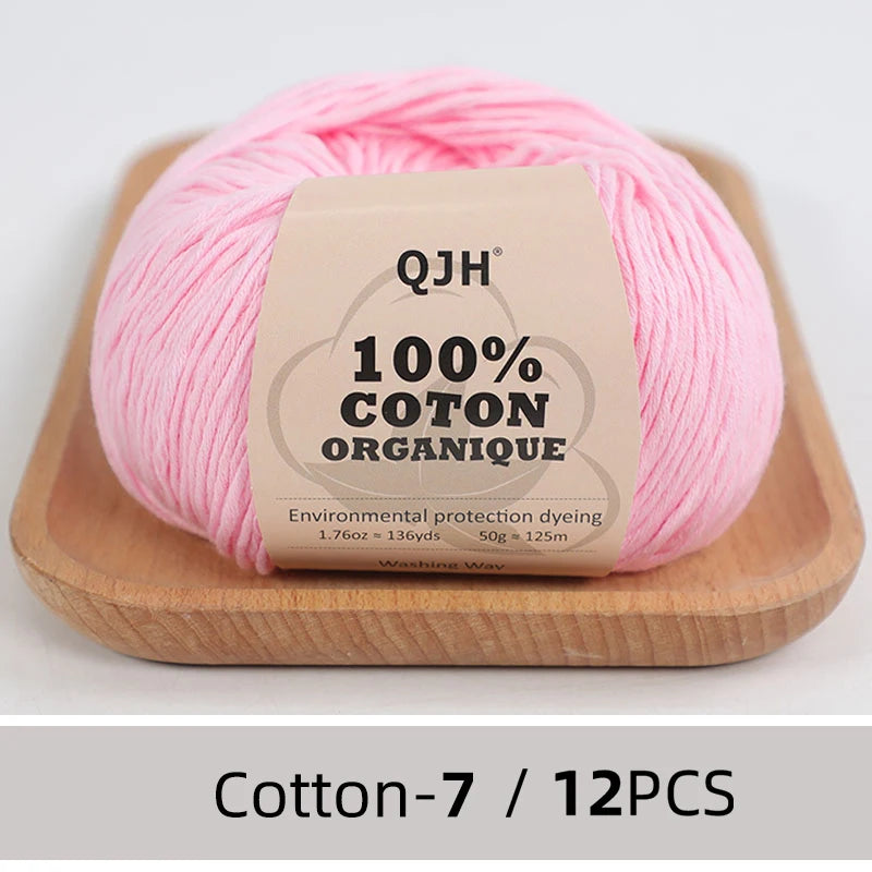 Dozen Balls of  Our Popular 100% Cotton Sport Weight Yarn 1.76 oz: 136 yards per ball