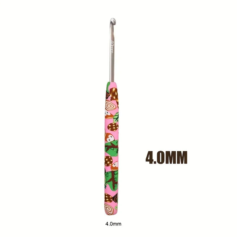 Handmade Crochet Hook Set with Whimsical Ergonomic Polyclay Handles