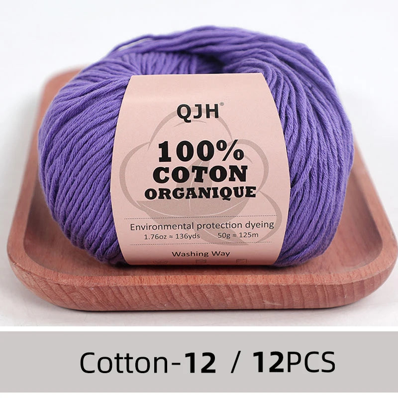 Dozen Balls of  Our Popular 100% Cotton Sport Weight Yarn 1.76 oz: 136 yards per ball