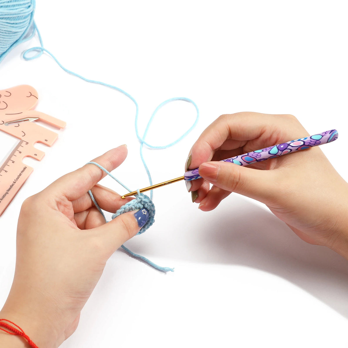 Handmade Crochet Hook Set with Whimsical Ergonomic Polyclay Handles