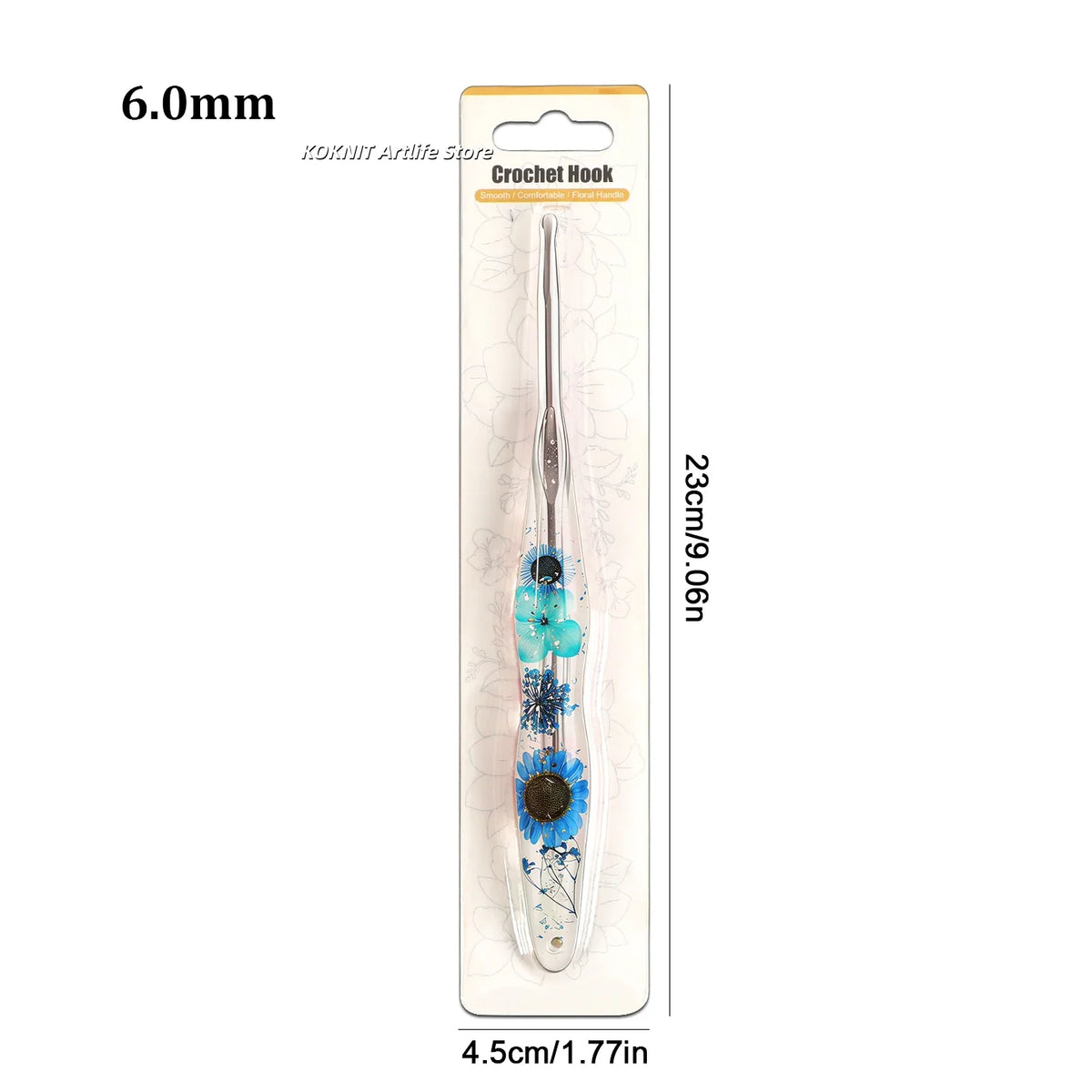 Beautiful Crochet Hooks with Hand Made Handles of Dried Flowers and Clear Resin