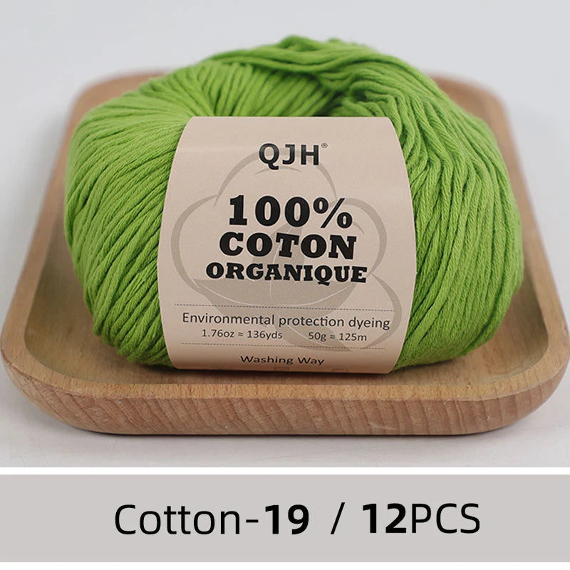 Dozen Balls of  Our Popular 100% Cotton Sport Weight Yarn 1.76 oz: 136 yards per ball
