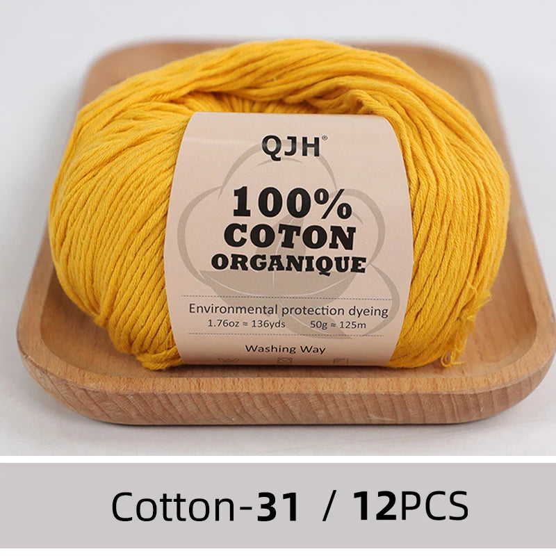 Dozen Balls of  Our Popular 100% Cotton Sport Weight Yarn 1.76 oz: 136 yards per ball