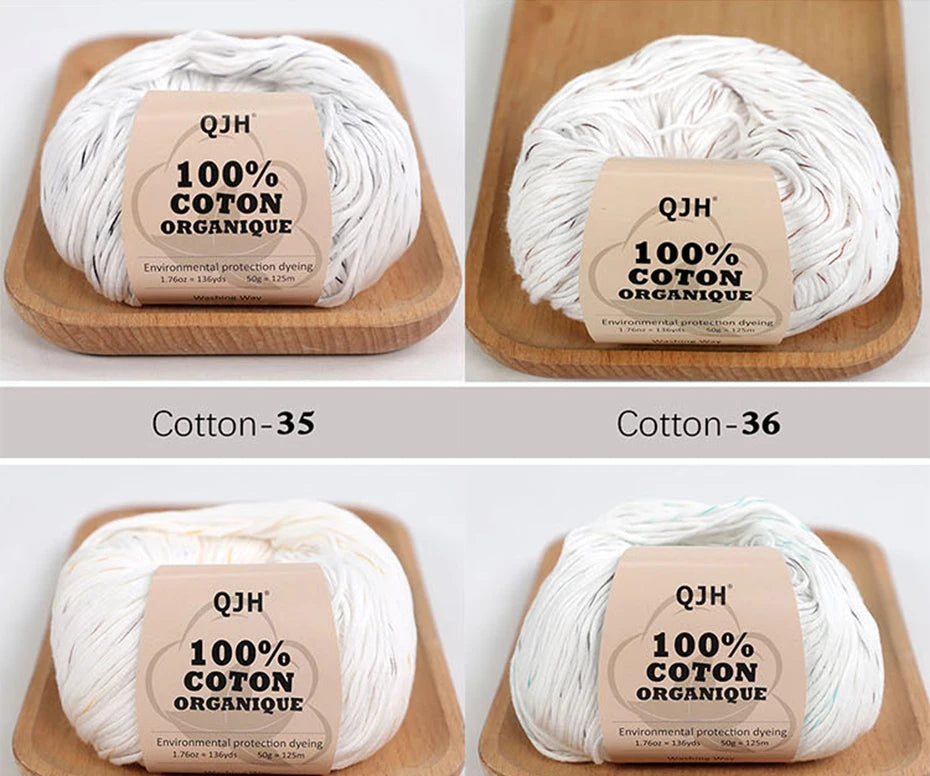 100% Organic Cotton Sport Yarn for Knitting and Crocheting, Pack of 2 balls - 1.76oz 136yards each, Dk weight