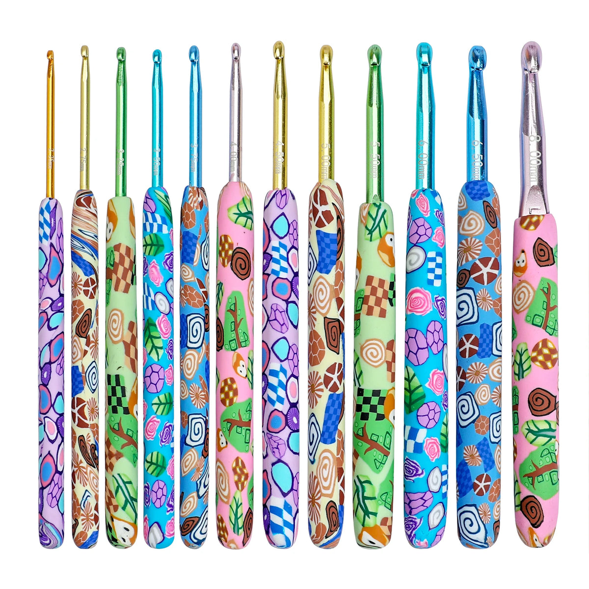 Handmade Crochet Hook Set with Whimsical Ergonomic Polyclay Handles