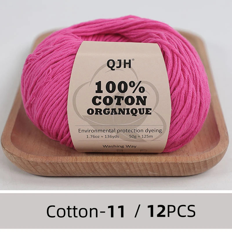 Dozen Balls of  Our Popular 100% Cotton Sport Weight Yarn 1.76 oz: 136 yards per ball