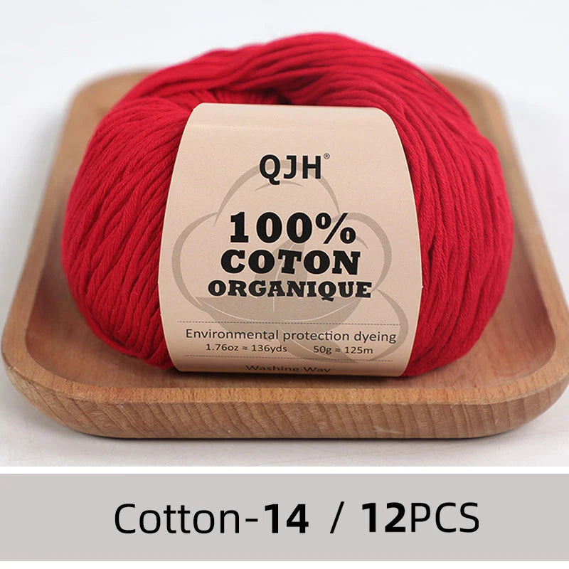 Dozen Balls of  Our Popular 100% Cotton Sport Weight Yarn 1.76 oz: 136 yards per ball