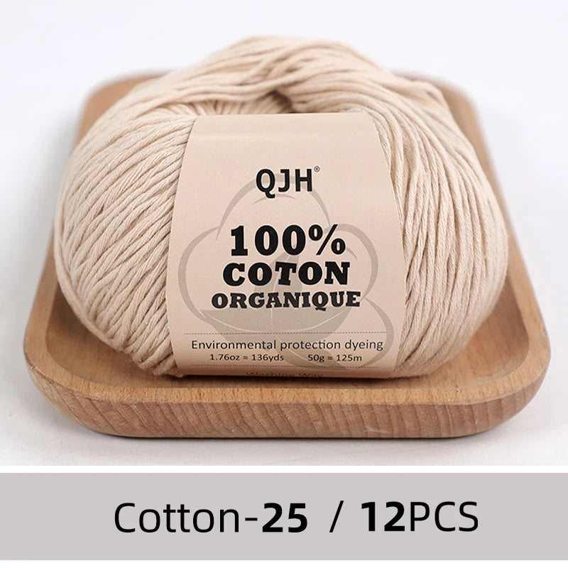 Dozen Balls of  Our Popular 100% Cotton Sport Weight Yarn 1.76 oz: 136 yards per ball