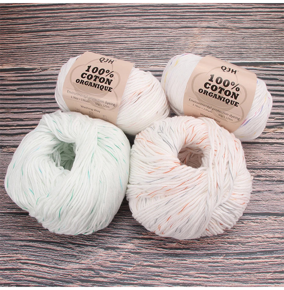 100% Organic Cotton Sport Yarn for Knitting and Crocheting, Pack of 2 balls - 1.76oz 136yards each, Dk weight
