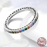 Sterling Silver Rainbow Cubic Zirconia  Pave Ring