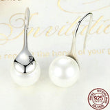 C19 Elegant Pearl Drop Sterling Silver Earrings