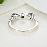 Charming Crystal Pave Bow Sterling Silver Ring