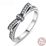 Charming Crystal Pave Bow Sterling Silver Ring