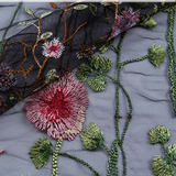 Floral Embroidered Sheer Tulle Fabric