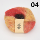 Rainbow Gradient Dyed Mohair Yarn